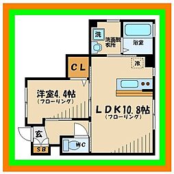 フェリシティ府中 1階1LDKの間取り