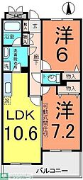 アメニティ 3階2LDKの間取り