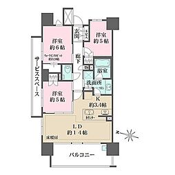 ザ・パークハウスつつじヶ丘 9階3LDKの間取り