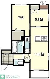 川崎市多摩区登戸マンション 2LDKの間取図画像