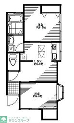 メゾンド濱 2LDKの間取図画像