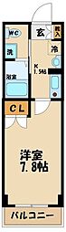 アンビックスつつじヶ丘C棟 1Kの間取図画像