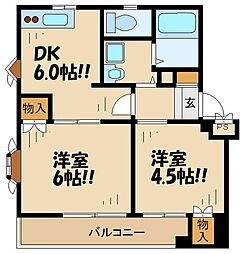 ルミエール 2DKの間取図画像
