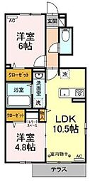 ウォールナッツガーデン 2LDKの間取図画像