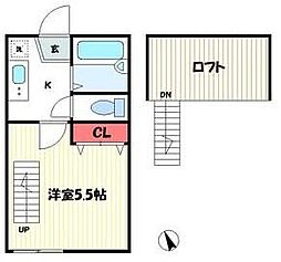 ソリッド中野島 1Kの間取図画像