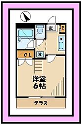 アイランドB 1Kの間取図画像