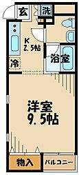 グレースコート府中 1Kの間取図画像