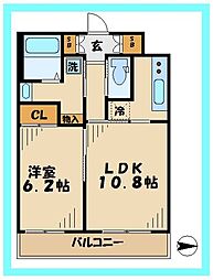 プライオール協和登戸 1LDKの間取図画像