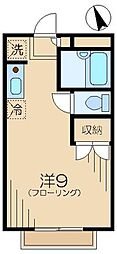 きんもくせいハイムB ワンルームの間取図画像