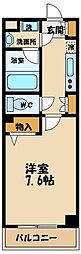 ジョイリーフ仙川 1Kの間取図画像
