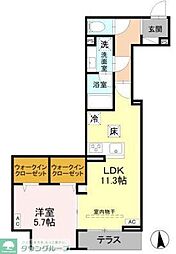 D Paina岩戸北四丁目 1LDKの間取図画像