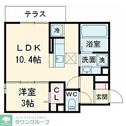 ソレイユ調布 1LDKの間取図画像