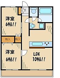 第2コーポ石井 2LDKの間取図画像
