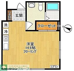 川崎市多摩区菅野戸呂アパート ワンルームの間取図画像