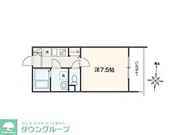 MELLAS南多摩 1Kの間取図画像