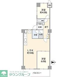 マートルコート調布第2 2LDKの間取図画像