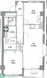 ラーク市川 4階2DKの間取り