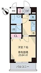 南海サザンコート行徳 4階1Kの間取り