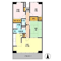 ルーチェ緑が丘　B 1階3LDKの間取り