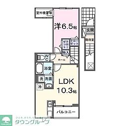 ＭＡＬＩＢＵ（マリブ） 2階1LDKの間取り