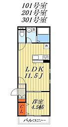 マスターグレイス 1階1LDKの間取り