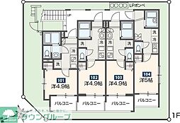 ＭＥＬＤＩＡ新検見川III 1階1Kの間取り