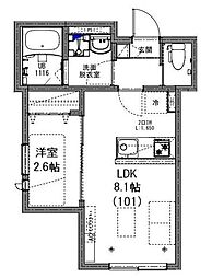 ＫＥＩＡＩ　ＲＥＳＩＤＥＮＣＥ　勝田台 1階1LDKの間取り