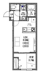 ＫＥＩＡＩ　ＲＥＳＩＤＥＮＣＥ　勝田台 3階1LDKの間取り