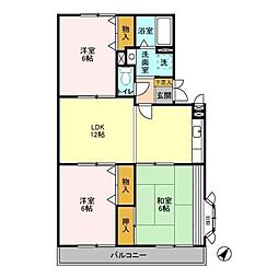 グランメール・タクボ 3階3LDKの間取り