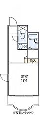 レオパレスパティオ 3階1Kの間取り