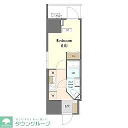 Alivis船橋East.West 10階1Kの間取り