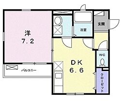 JR総武線 本八幡駅 徒歩23分の賃貸アパート 2階1DKの間取り