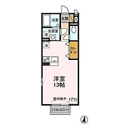 メゾン義 2階ワンルームの間取り