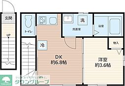 ベレガンス船橋 2階1DKの間取り
