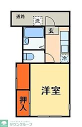 京成本線 京成中山駅 徒歩15分の賃貸アパート 2階1Kの間取り
