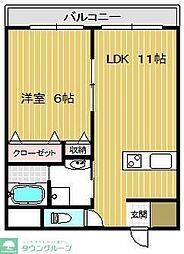 蔵屋マンション第二 1階1LDKの間取り