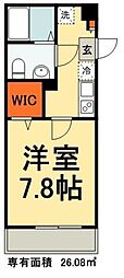 ノースヒル津田沼 2階1Kの間取り