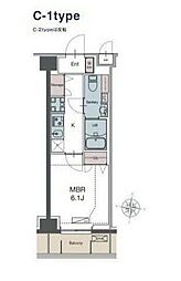 ＬＵＸＥＮＡ勝田台 4階1Kの間取り