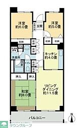 テレパレス船橋三咲Ａ棟 4階3LDKの間取り