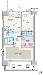 ロイヤルパークス船橋 9階2LDKの間取り