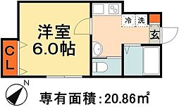 JR総武線 千葉駅 徒歩18分の賃貸アパート 1階1Kの間取り