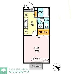 メゾンブランシェ 2階1Kの間取り