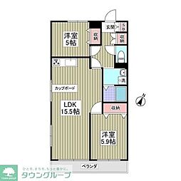 チクマハイツ 2DKの間取図画像