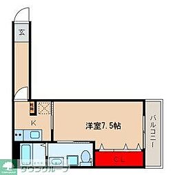 オリゾン 1Kの間取図画像