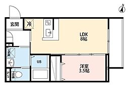 robot home 西都賀II(ロボットホーム ニシツガツー) 1LDKの間取図画像