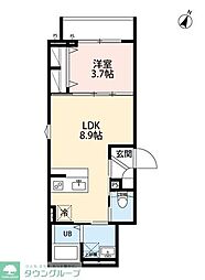 Fleur N-4 1LDKの間取図画像