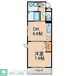 スターライトパレス3 1DKの間取図画像
