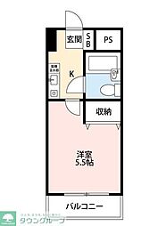 リエス西船橋 1Kの間取図画像