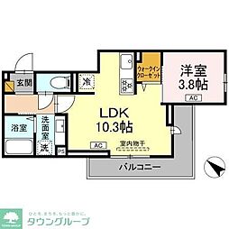 (仮称)D-ROOM神明町II A A 1LDKの間取図画像