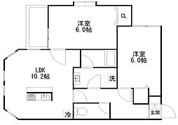 スリール 2LDKの間取図画像